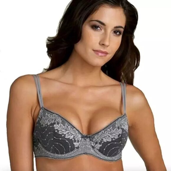 NWT WACOAL Absolute Elegance Contour Underwire Bra 853168 Gray & Silver 36D - Picture 1 of 8